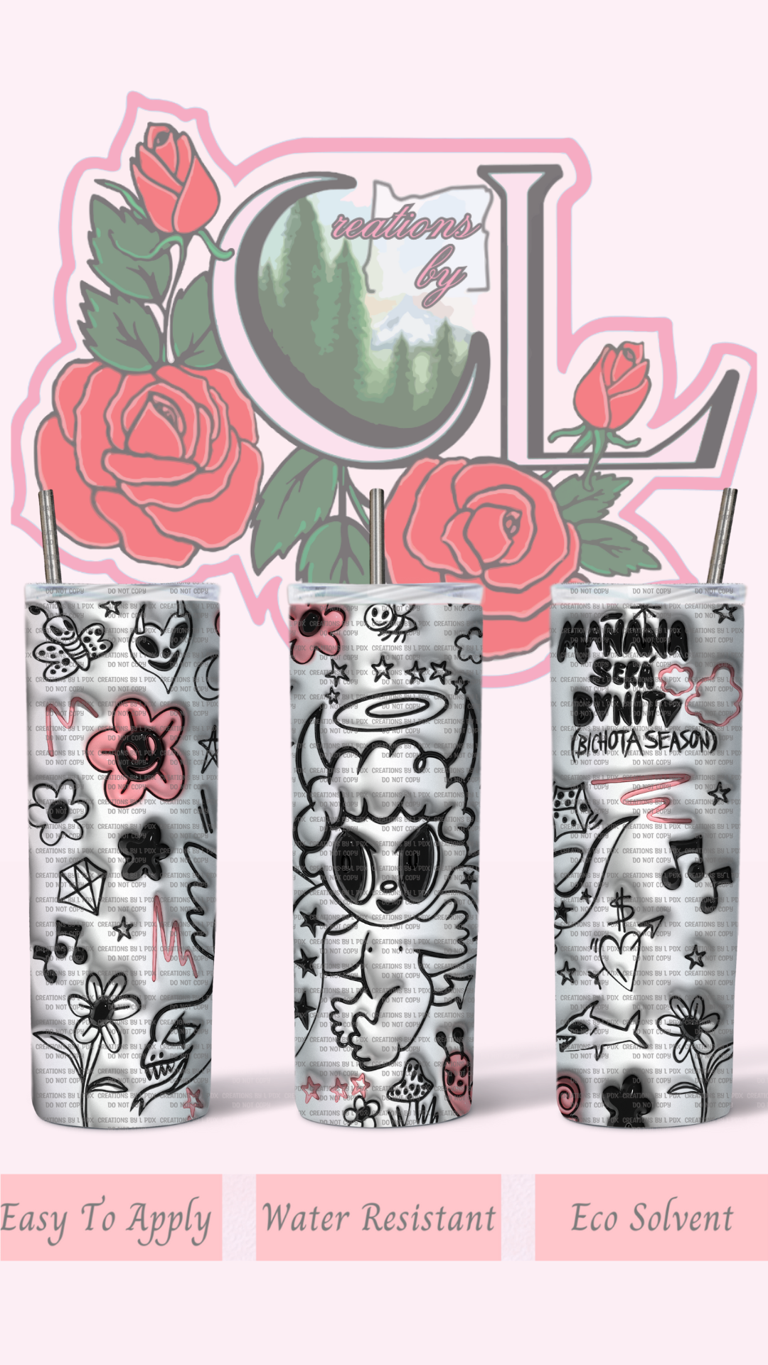 3D Bichota Season White Tumbler Wrap