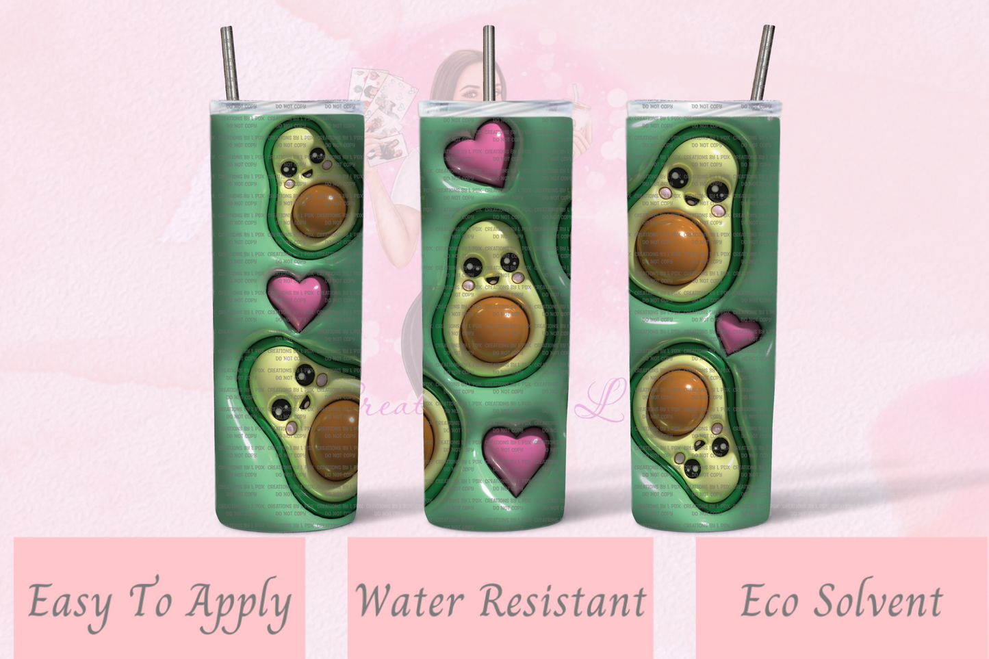 3D Avocados Tumbler Wrap