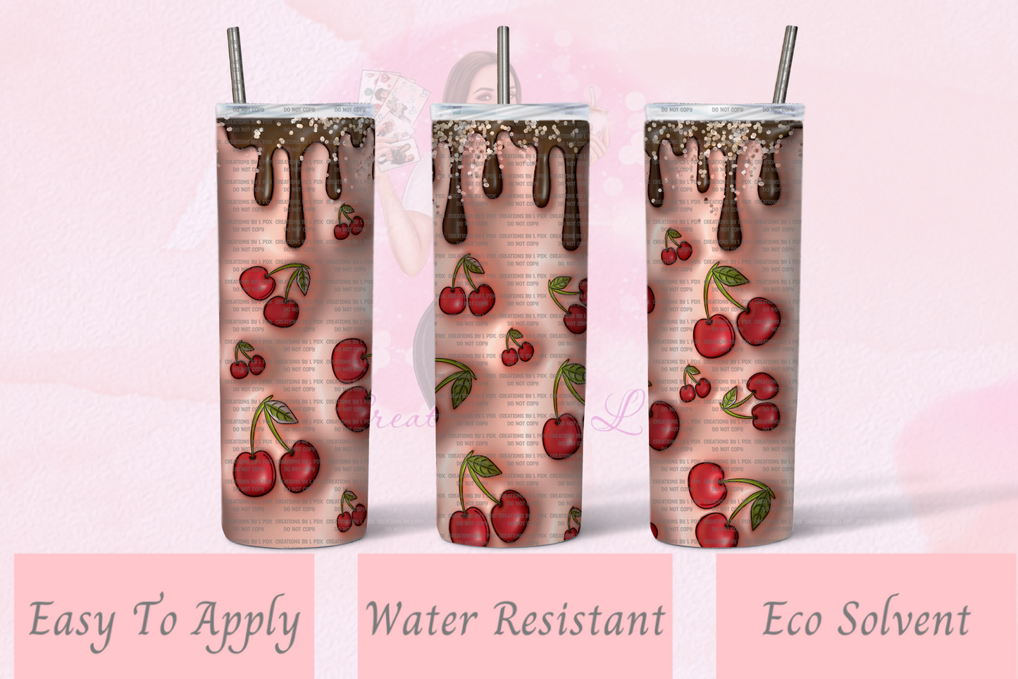 3D Dripping Cherries Tumbler Wrap