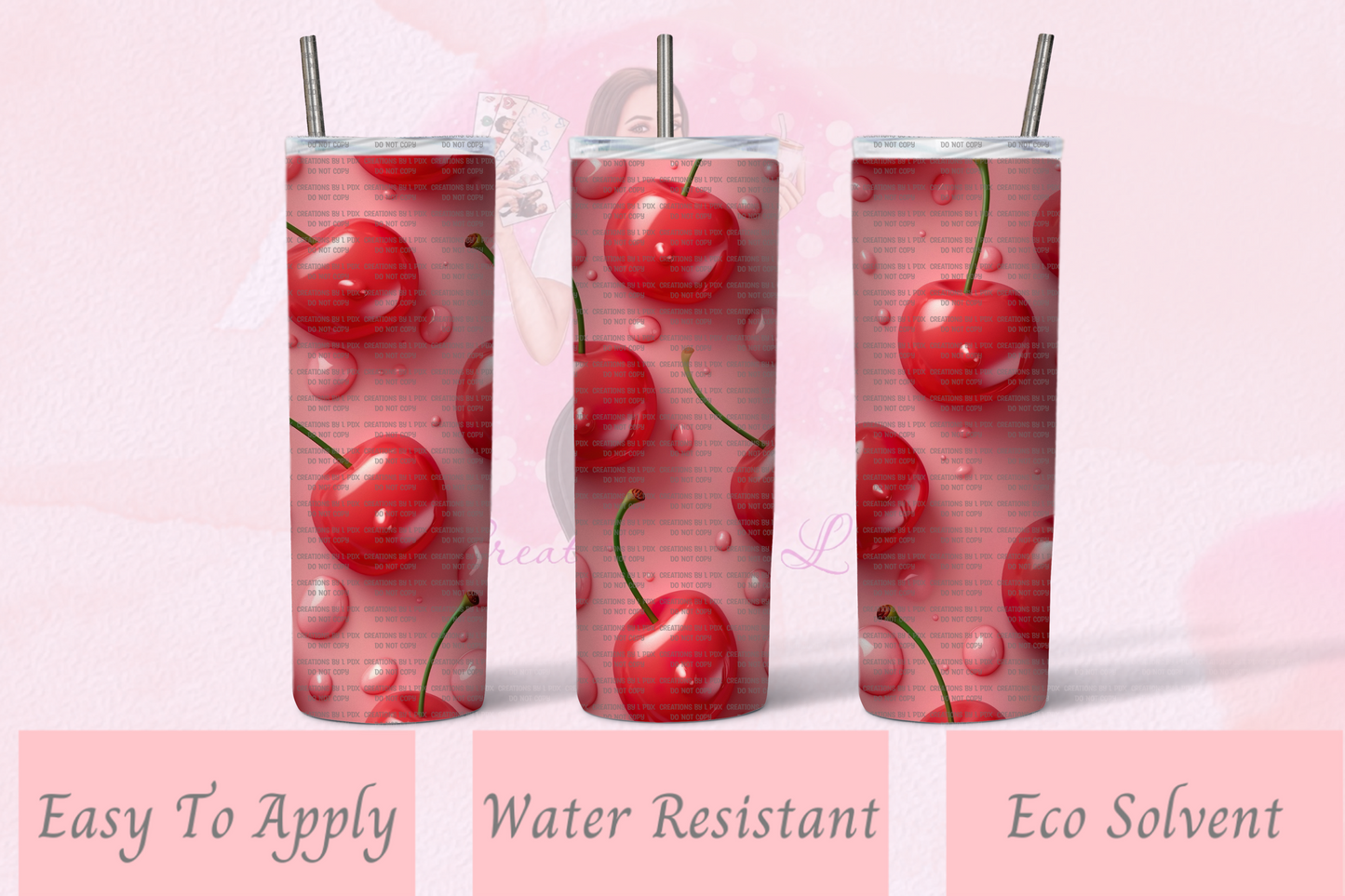 3D Cherry Rain Tumbler Wrap