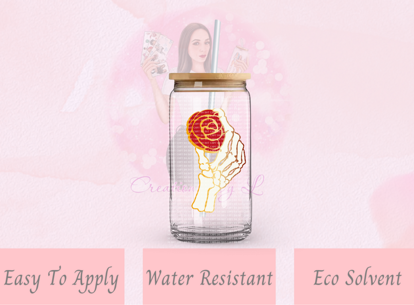 Amor Rosa Glass Decal