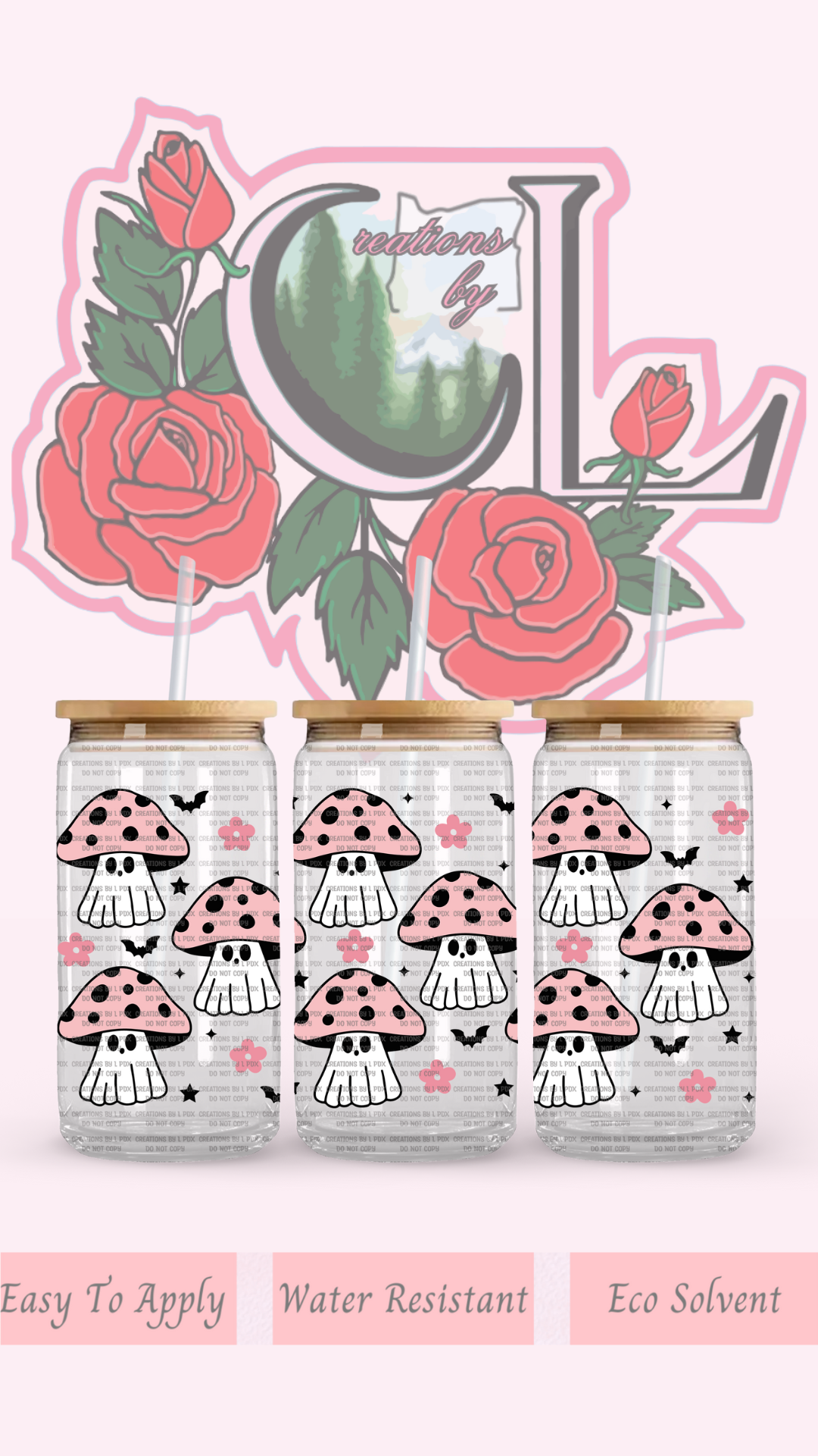 Mushroom Ghosts Glass Wrap