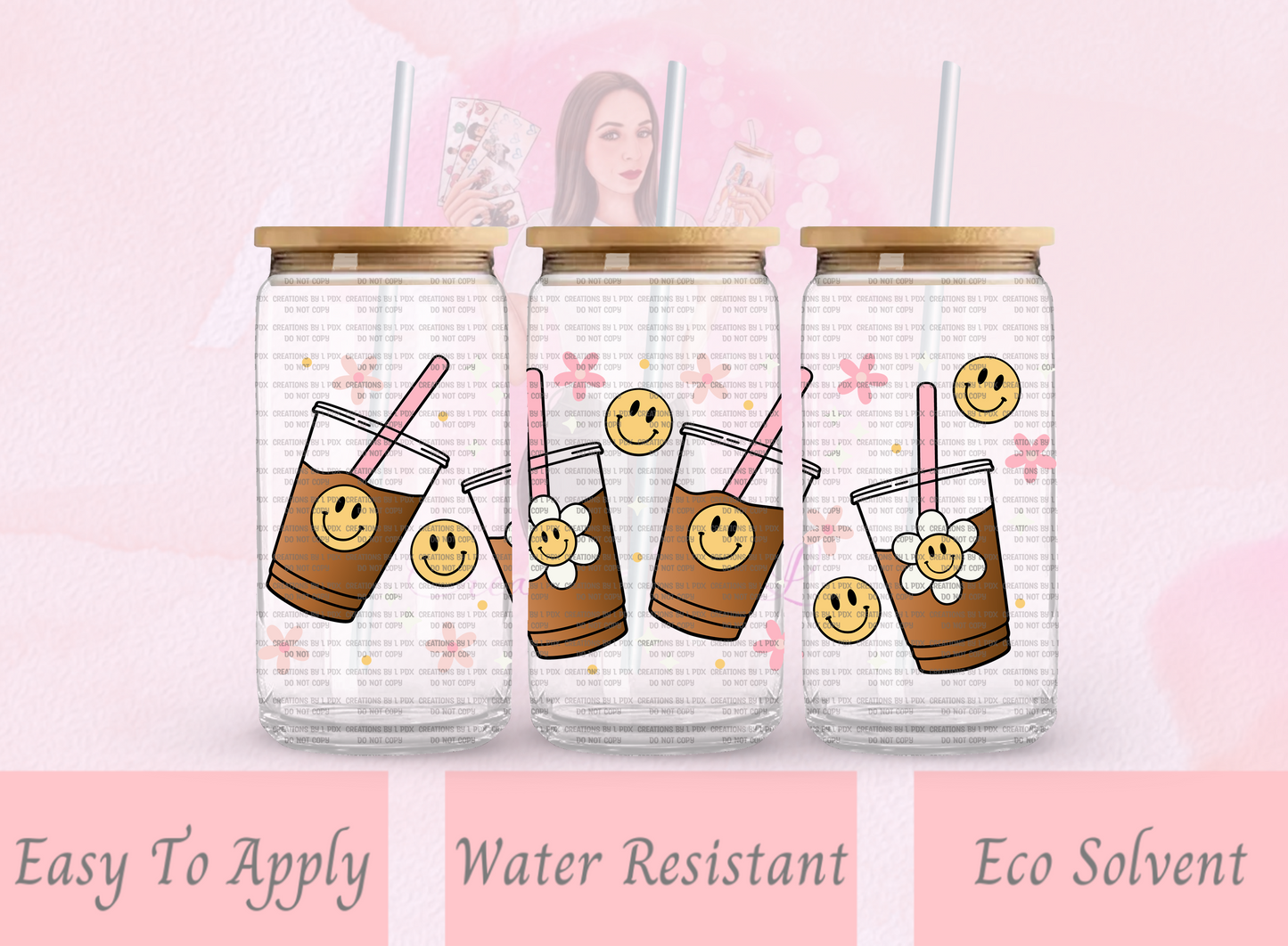 Smiley Latte Glass Wrap