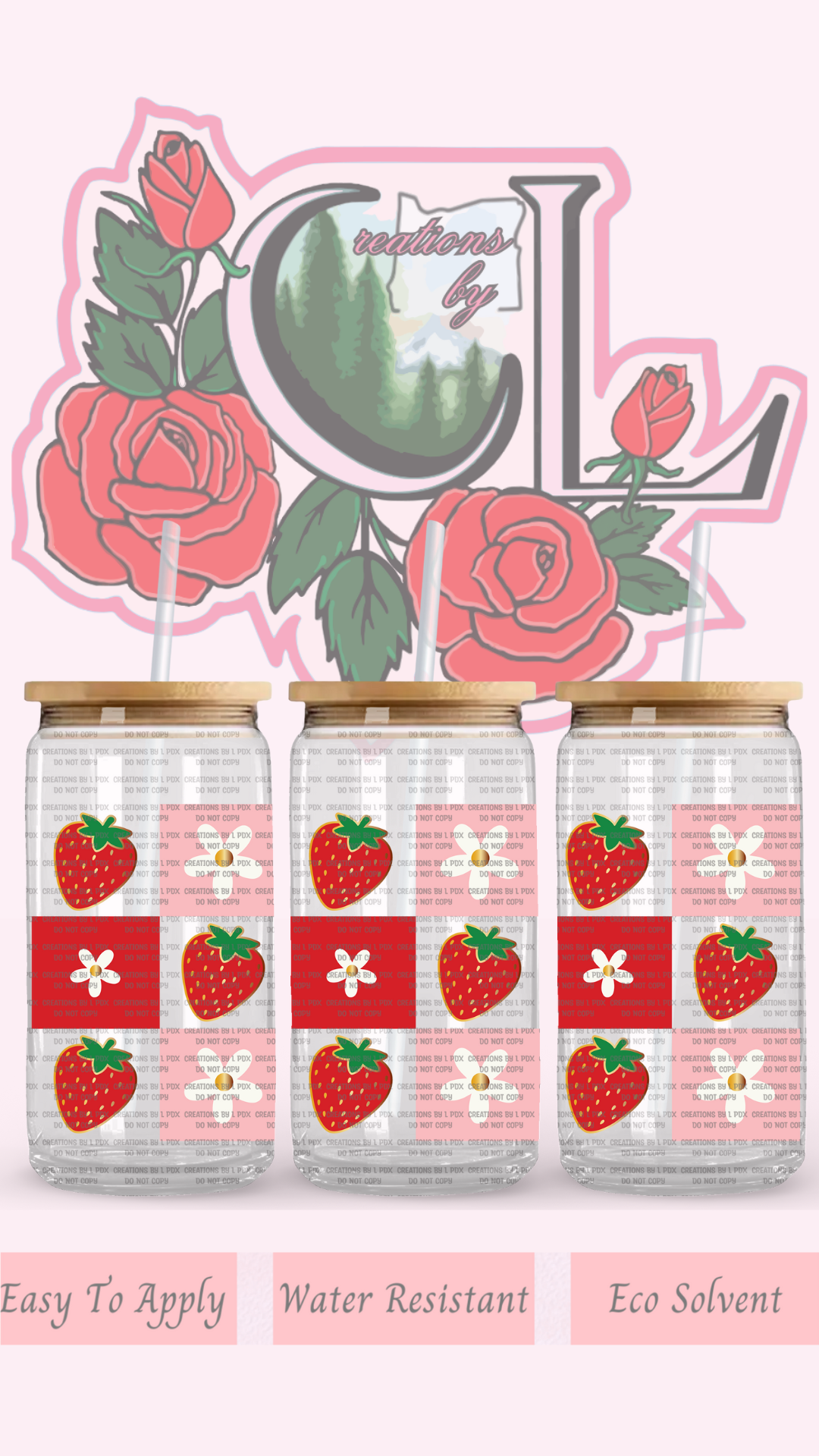 Strawberry Checks Glass Wrap