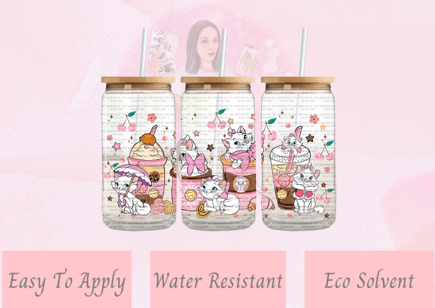 White Kitty Coffee Glass Wrap