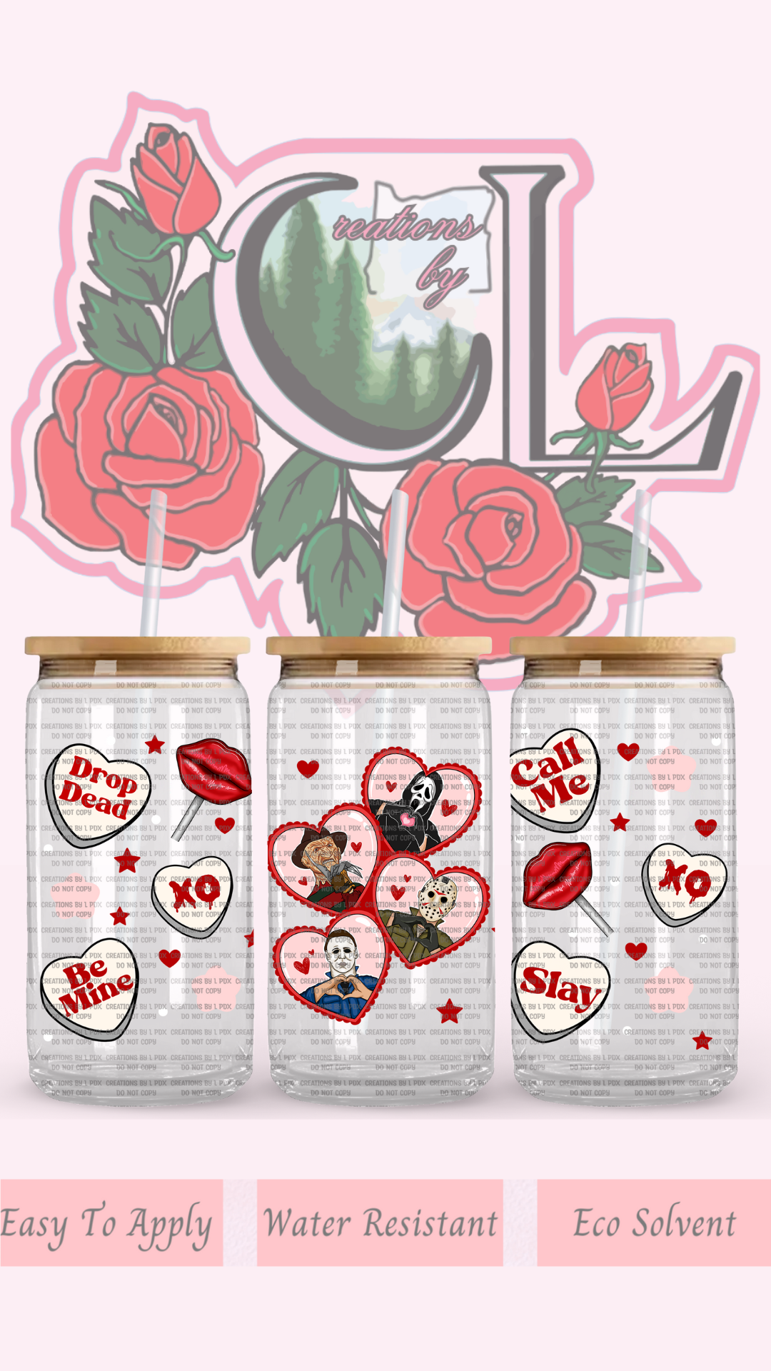 Horror Hearts Red Glass Wrap