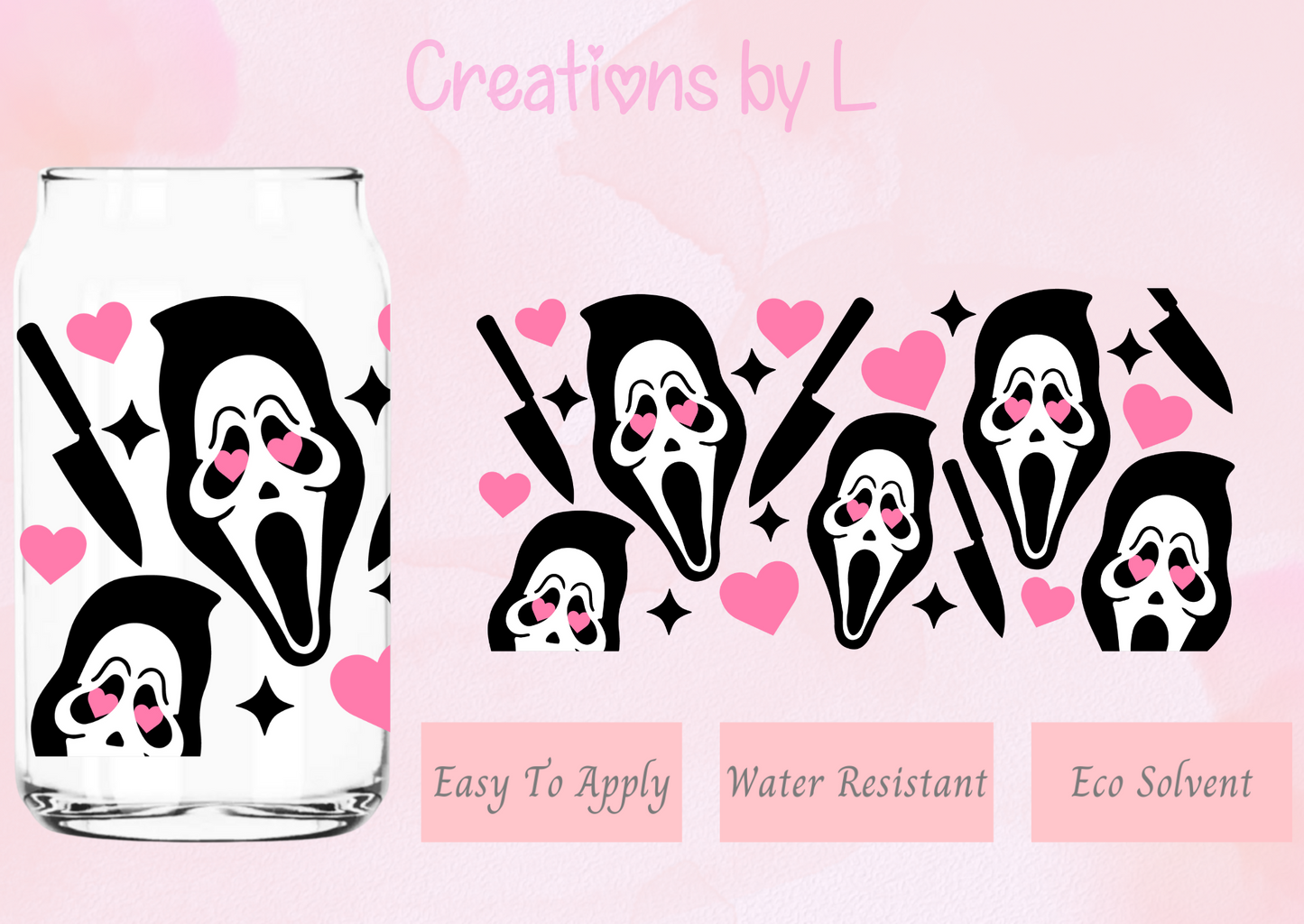 Ghost Face Valentine Glass Wrap