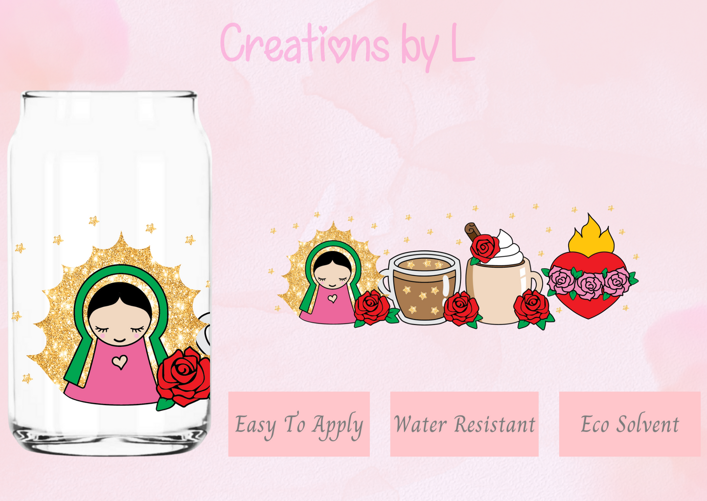 Virgencita Coffee Glass Wrap