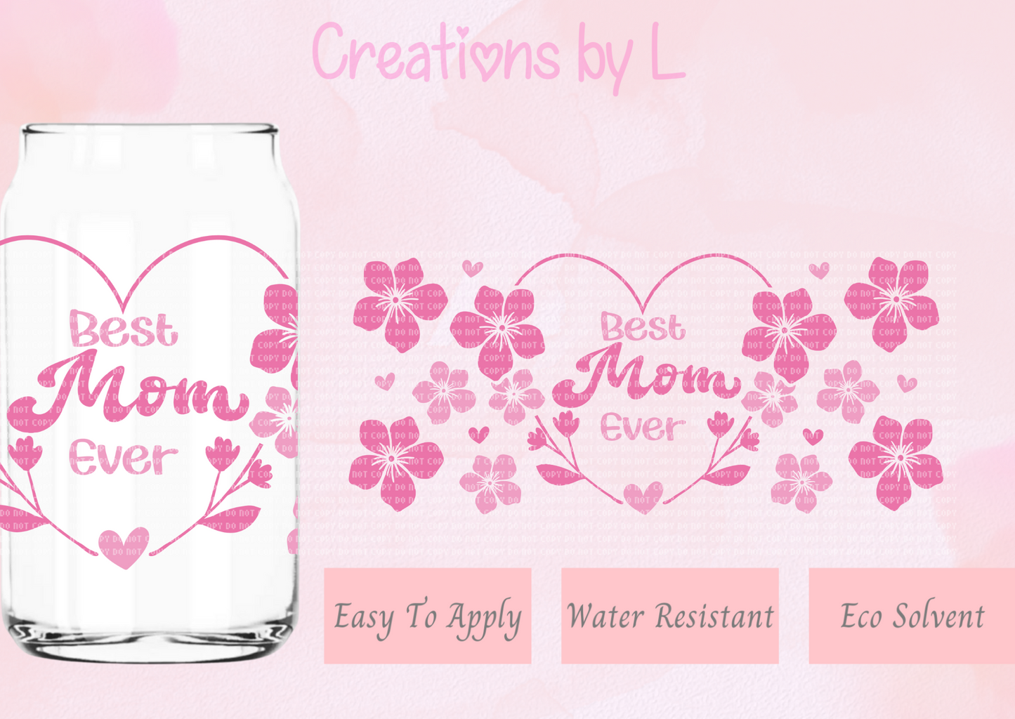 Best Mom Floral Glass Wrap