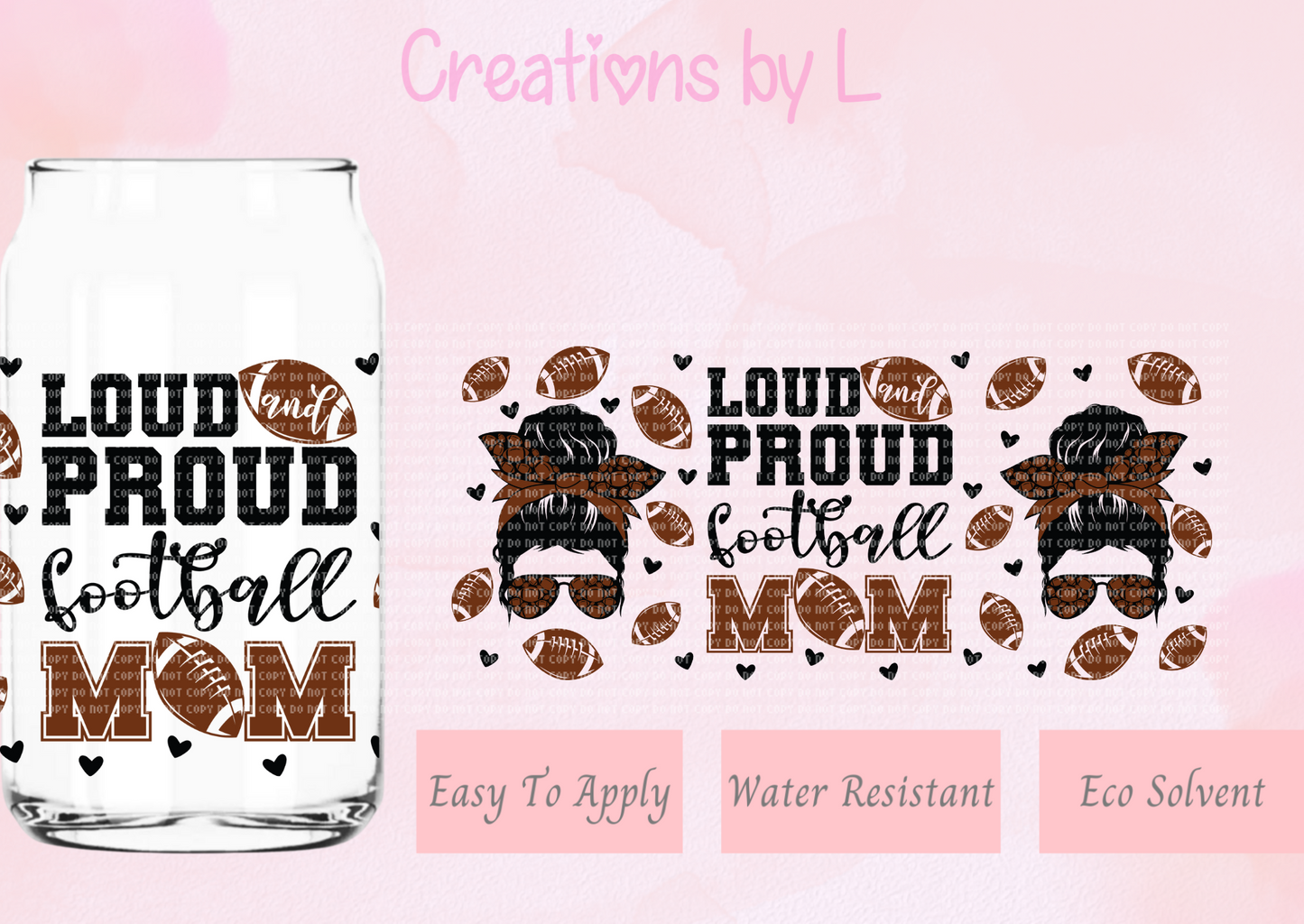 Football Mom Glass Wrap