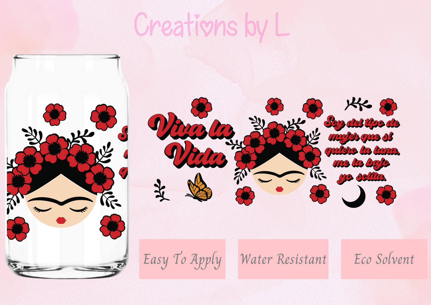 Frida Viva la Vida Glass Wrap