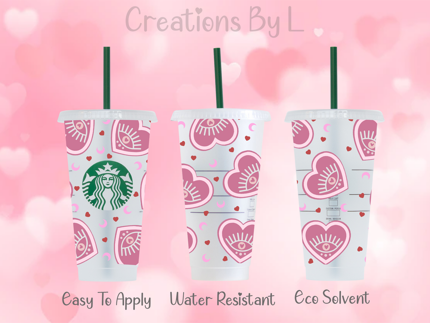Heart Evil Eye Cold Cup Wrap (No Hole)