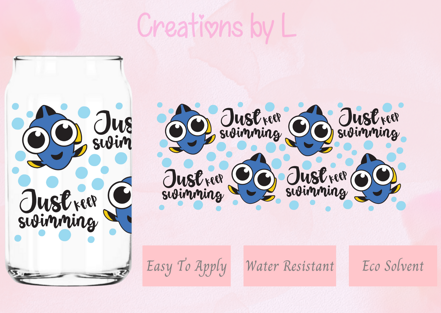 Keep Swimming Glass Wrap