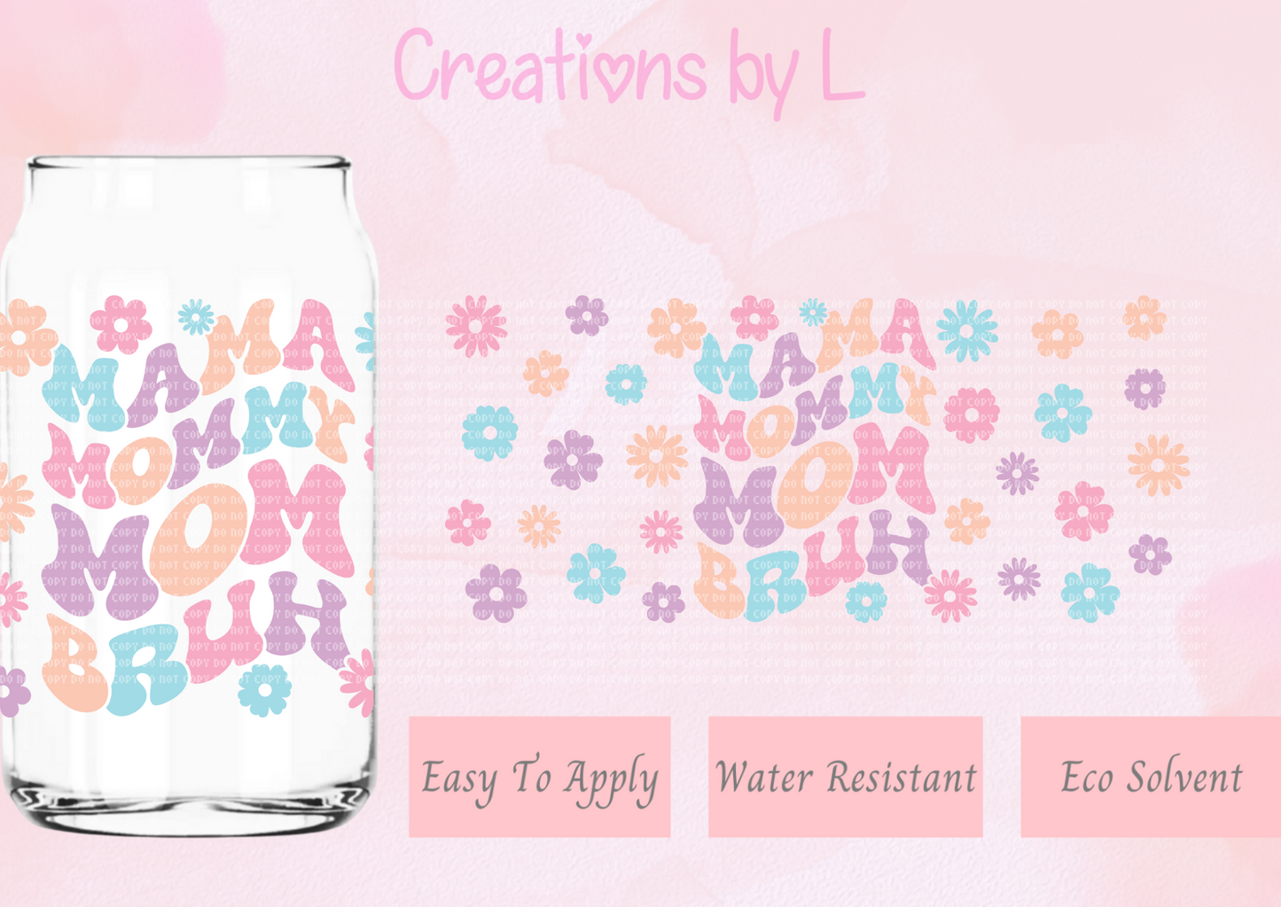 Mama Mommy Mom Glass Wrap