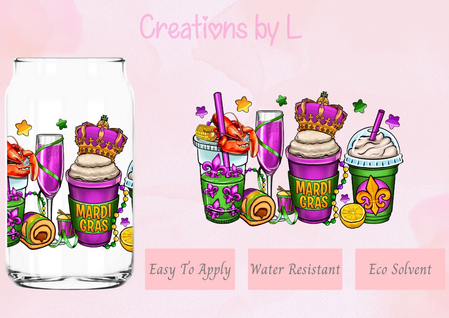 Mardi Gras Drinks Glass Wrap