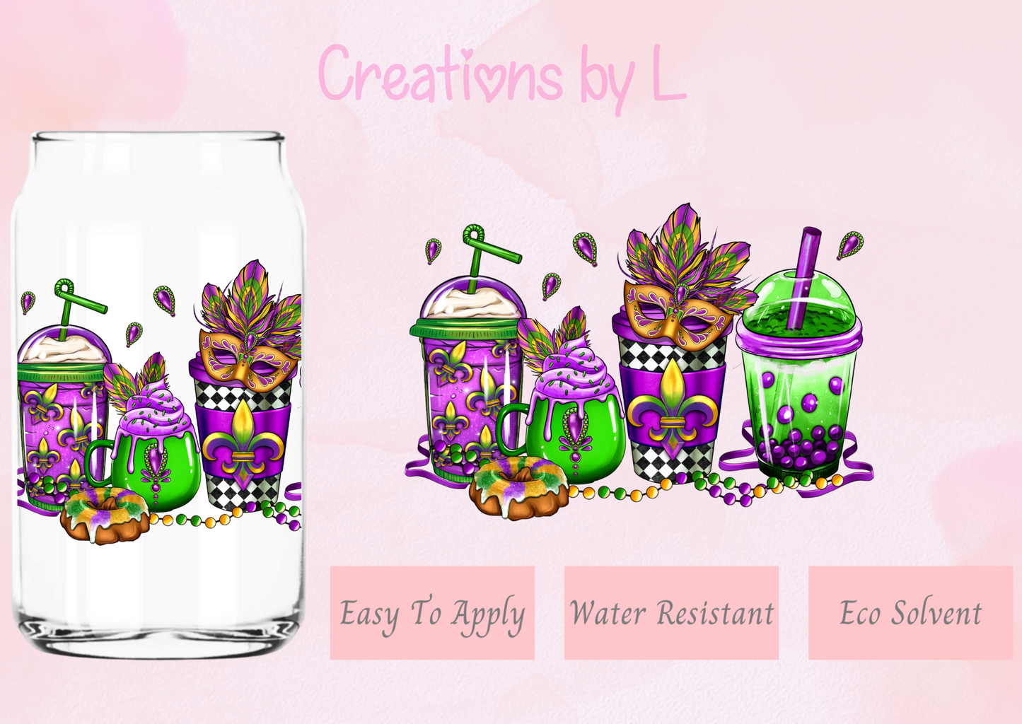 Mardi Gras Frap Glass Wrap