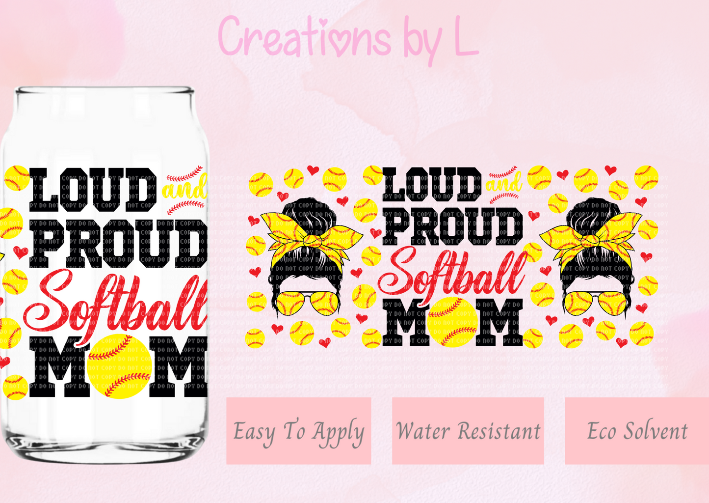 Softball Mom Glass Wrap