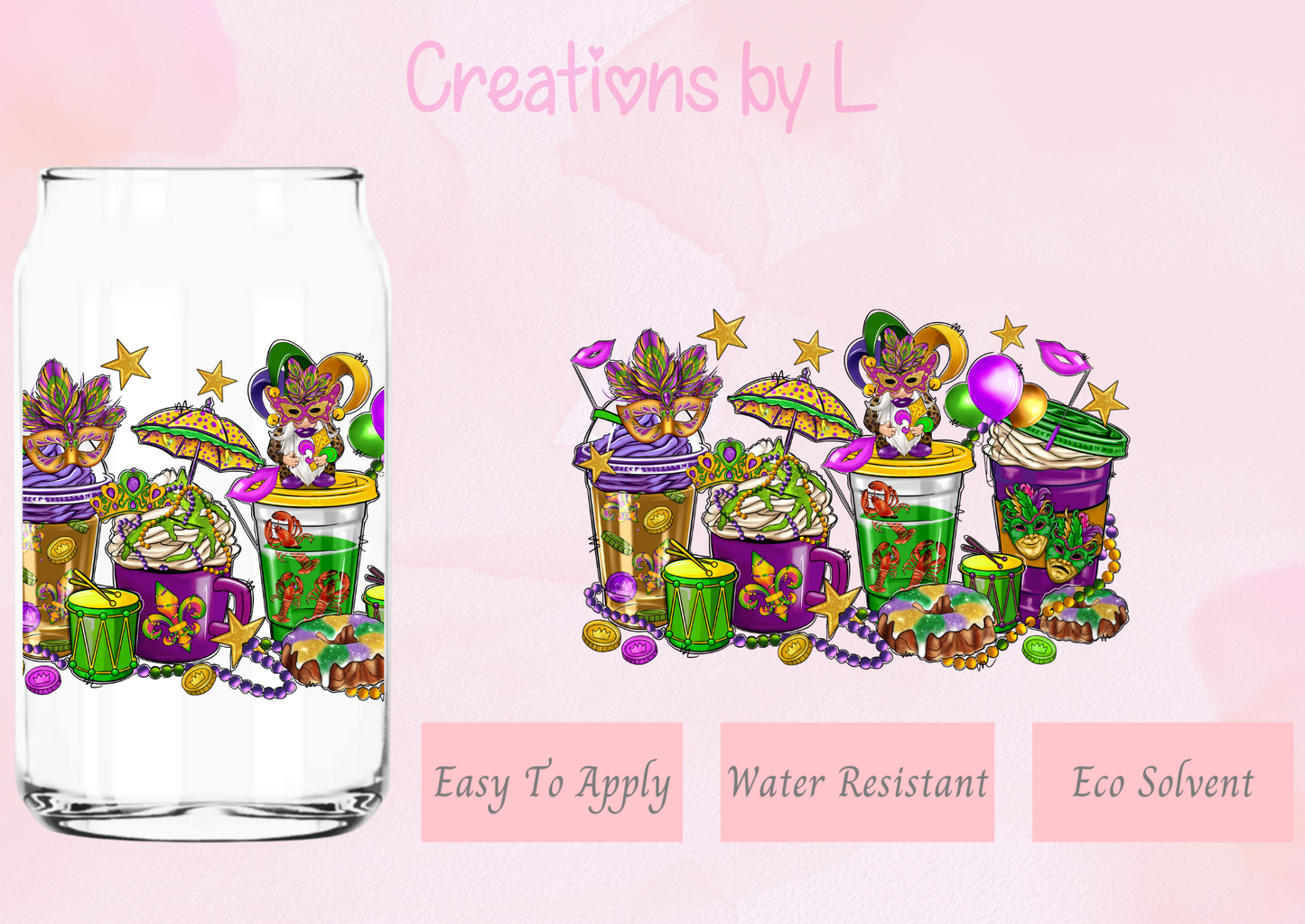 Mardi Gras Coffee Glass Wrap