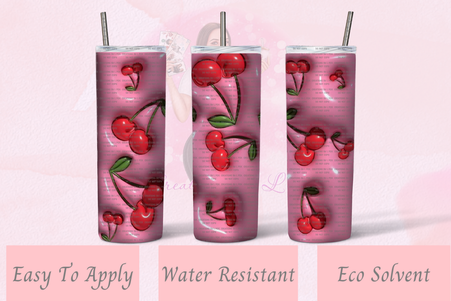 3D Cherries Tumbler Wrap