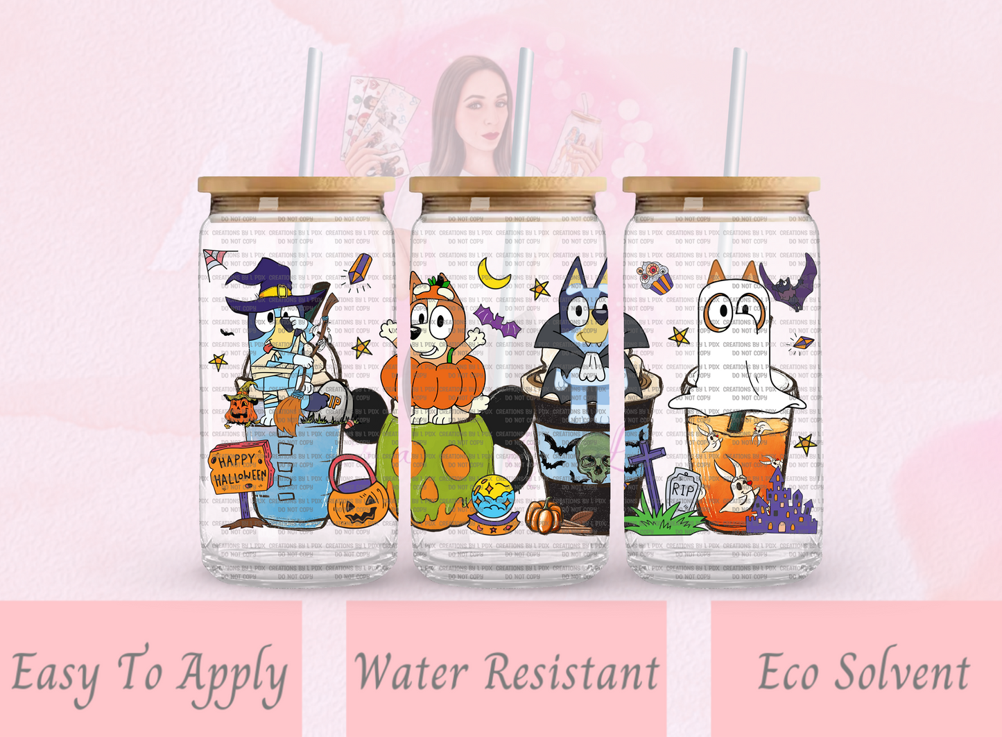Blue Dog Halloween Coffee Glass Wrap