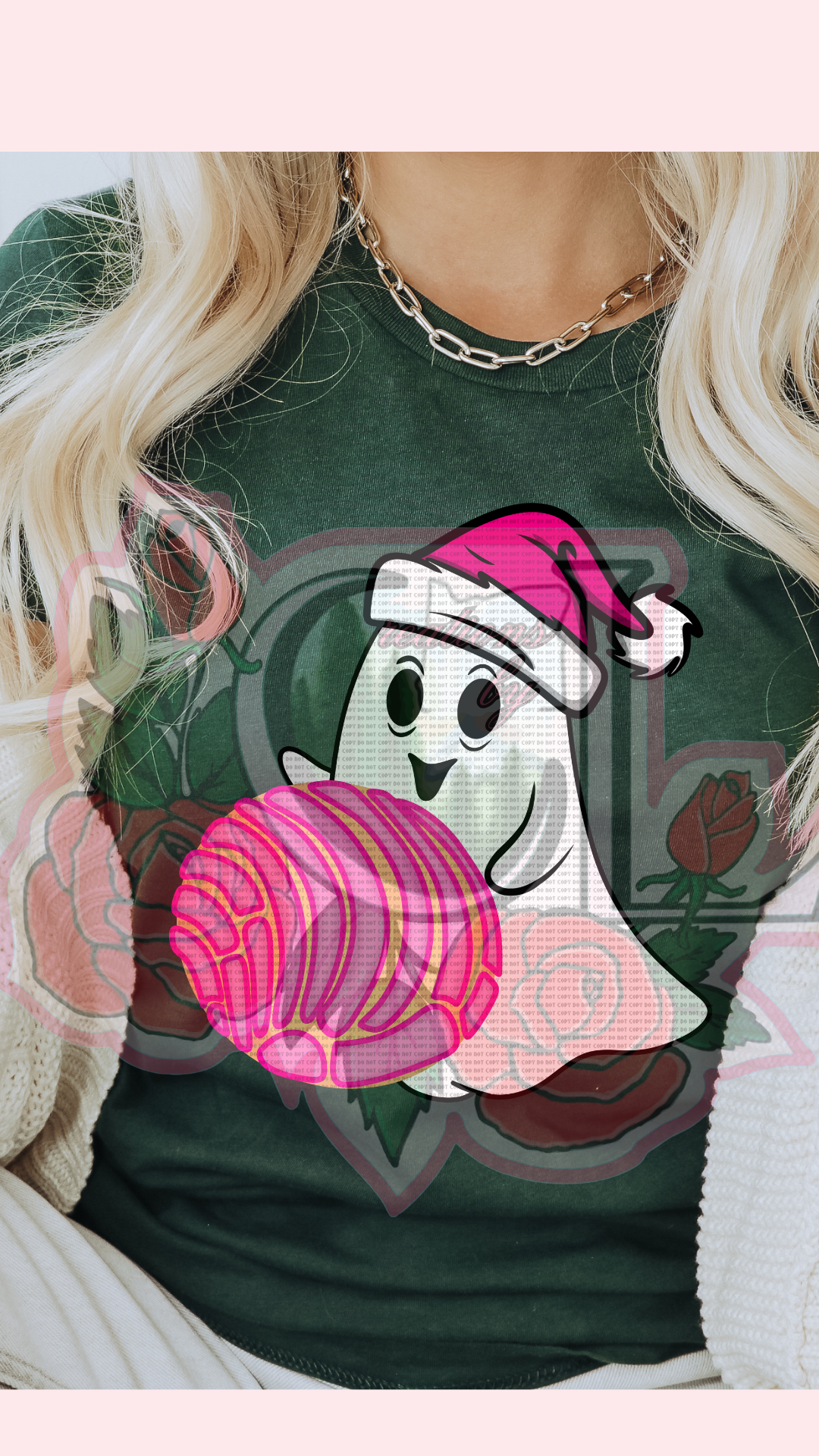 Christmas Ghost Pink Concha HTV