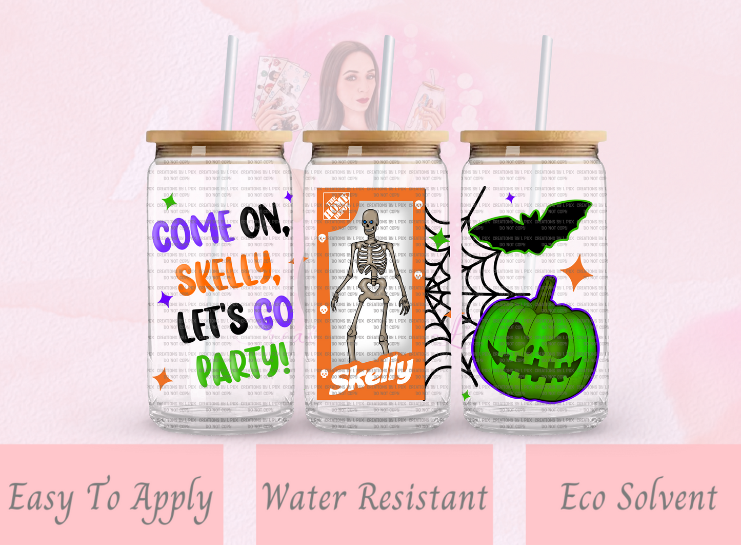 Come on Skelly Orange Glass Wrap