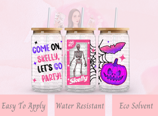 Come on Skelly Pink Glass Wrap