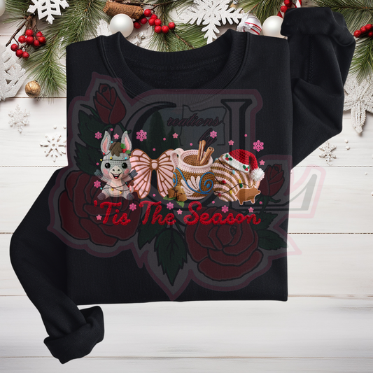 Faux Yarn Tis The Season Hoodie/Crewneck