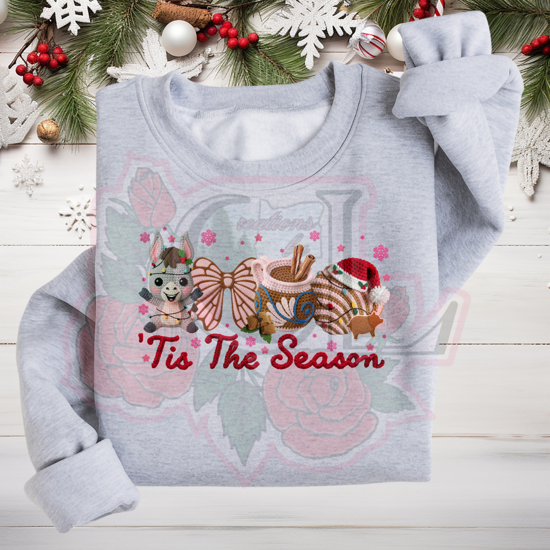 Faux Yarn Tis The Season Hoodie/Crewneck