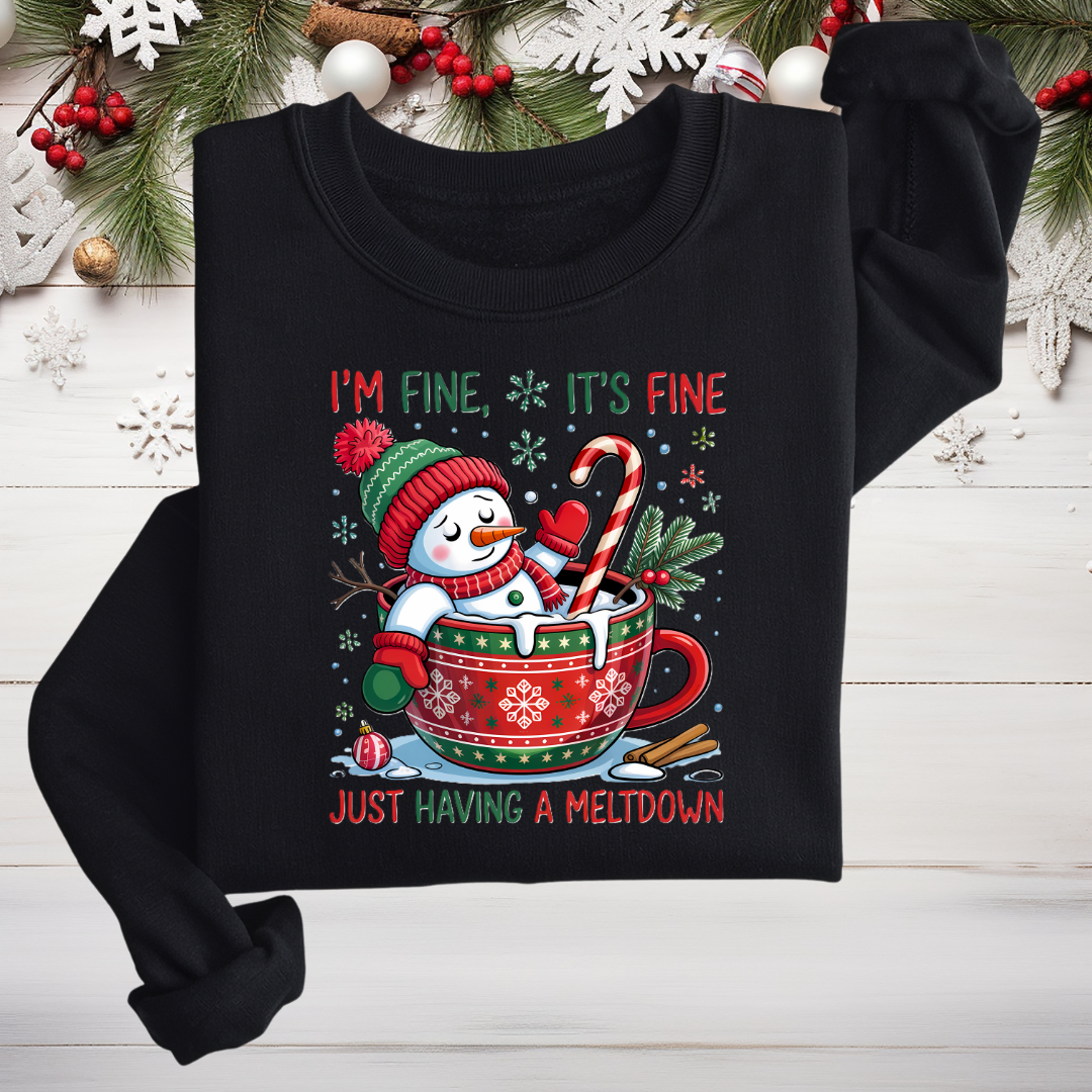 Melting Snowman I'm Fine Hoodie/Crewneck