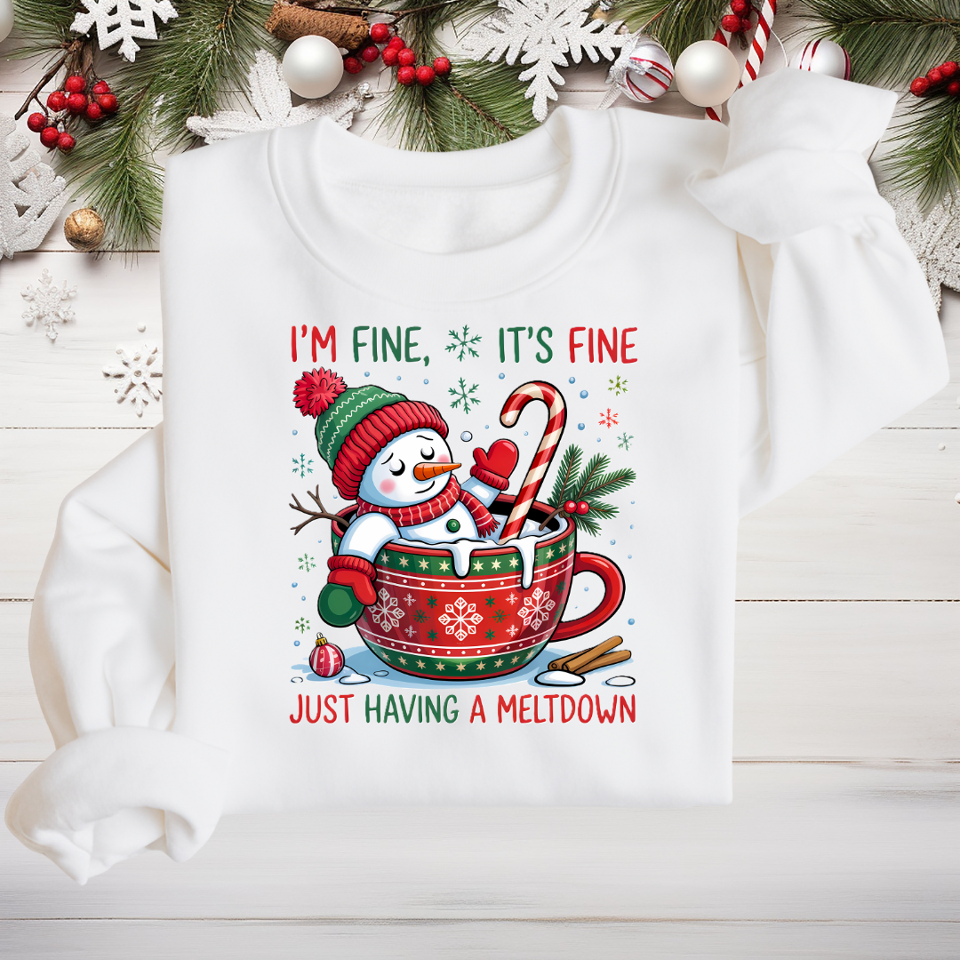 Melting Snowman I'm Fine Hoodie/Crewneck