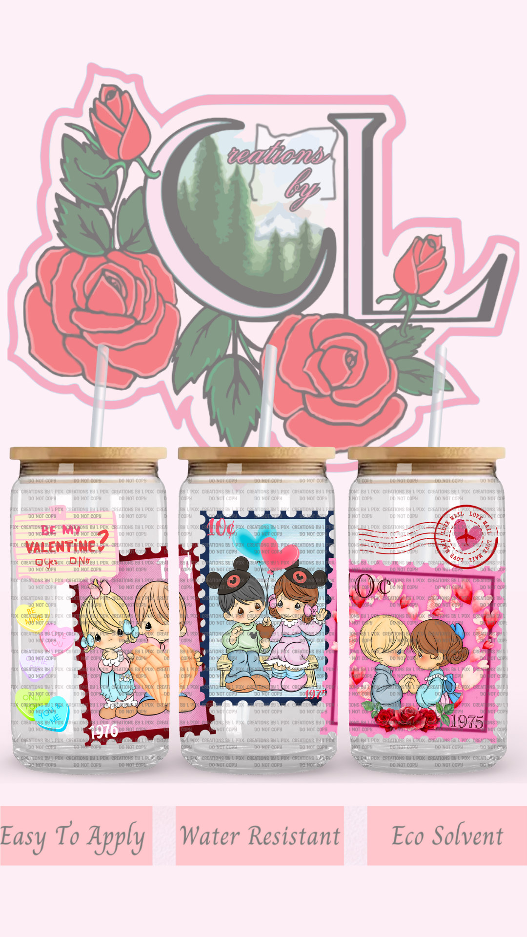 PM Love Stamps Glass Wrap