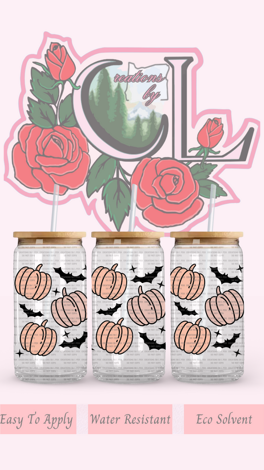 Pumpkin Bats Glass Wrap