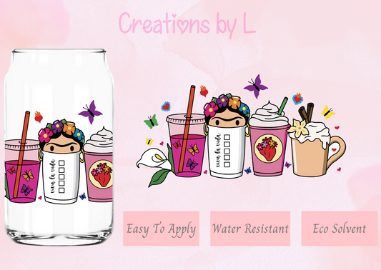 Frida Butterfly Coffee Glass Wrap