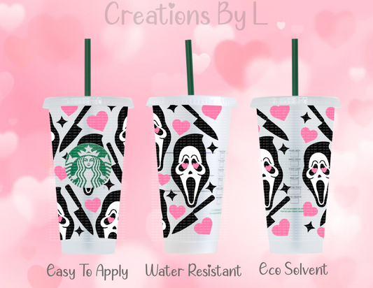 Valentine Ghost Face Cold Cup Wrap