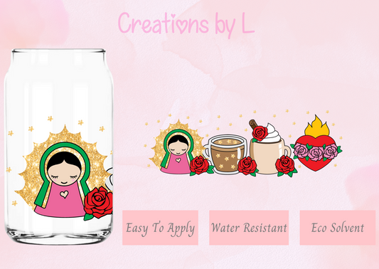 Virgencita Coffee Glass Wrap