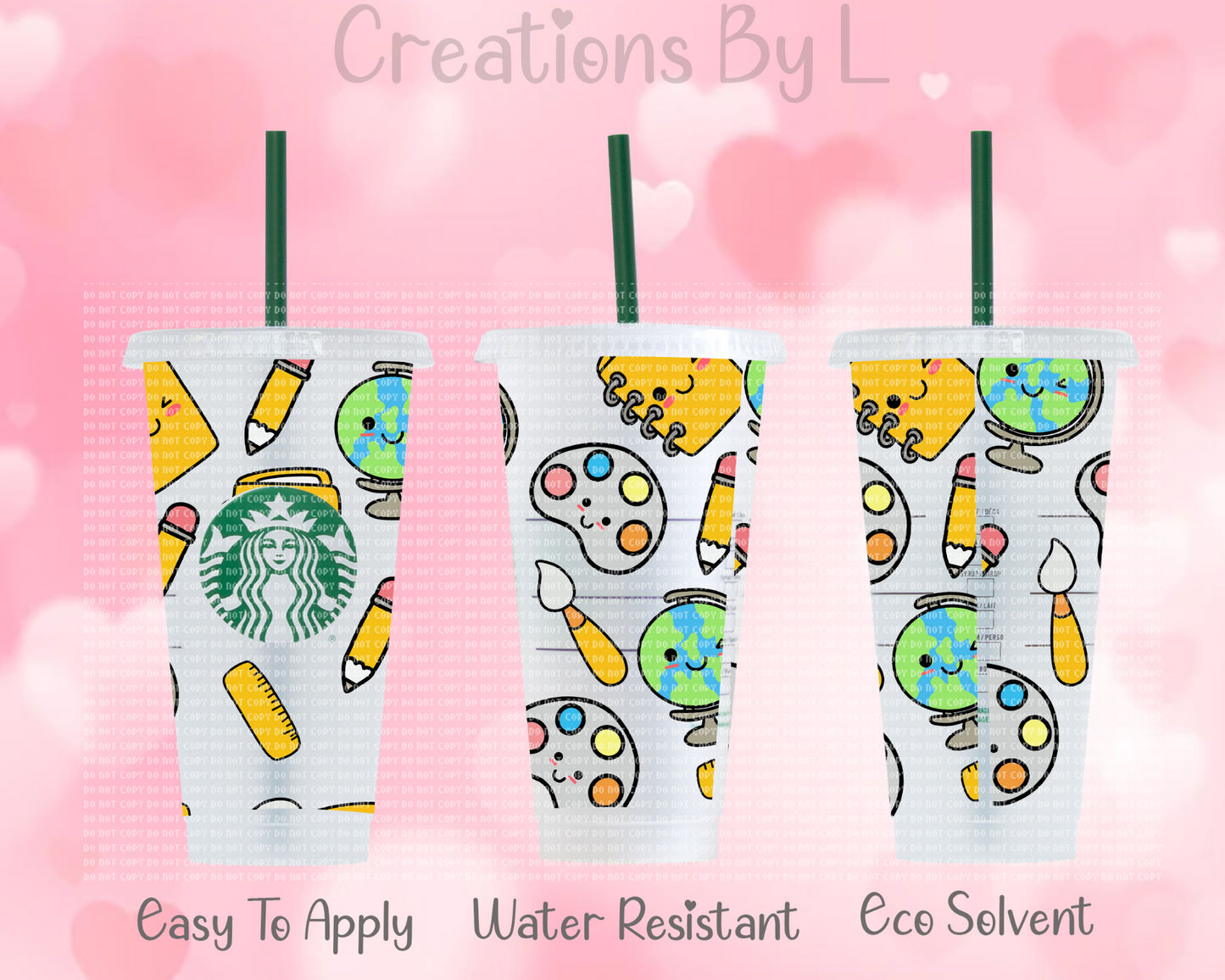 School Supplies Cold Cup Wrap
