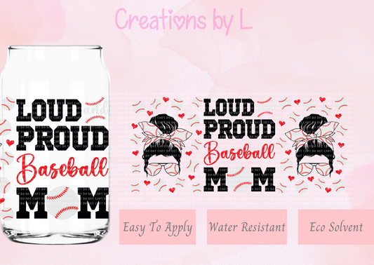 Baseball Mom Glass Wrap