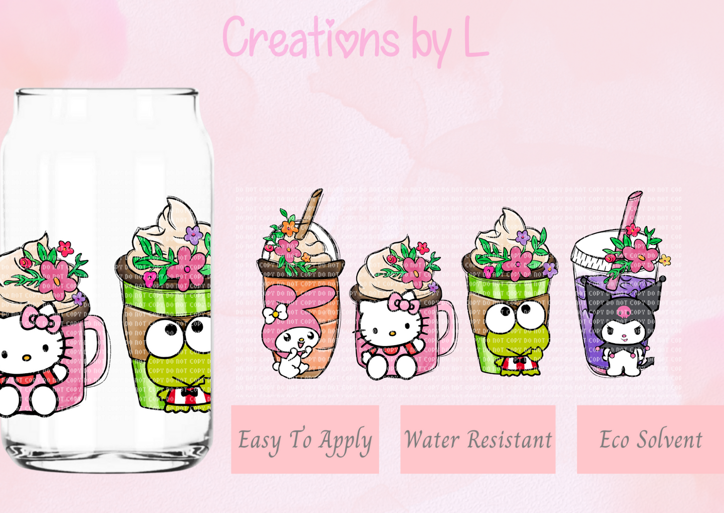 Kitty & Friends Coffee Glass Wrap