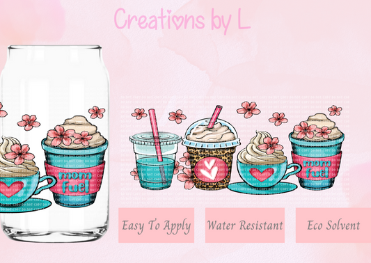 Mom Fuel Coffee Glass Wrap