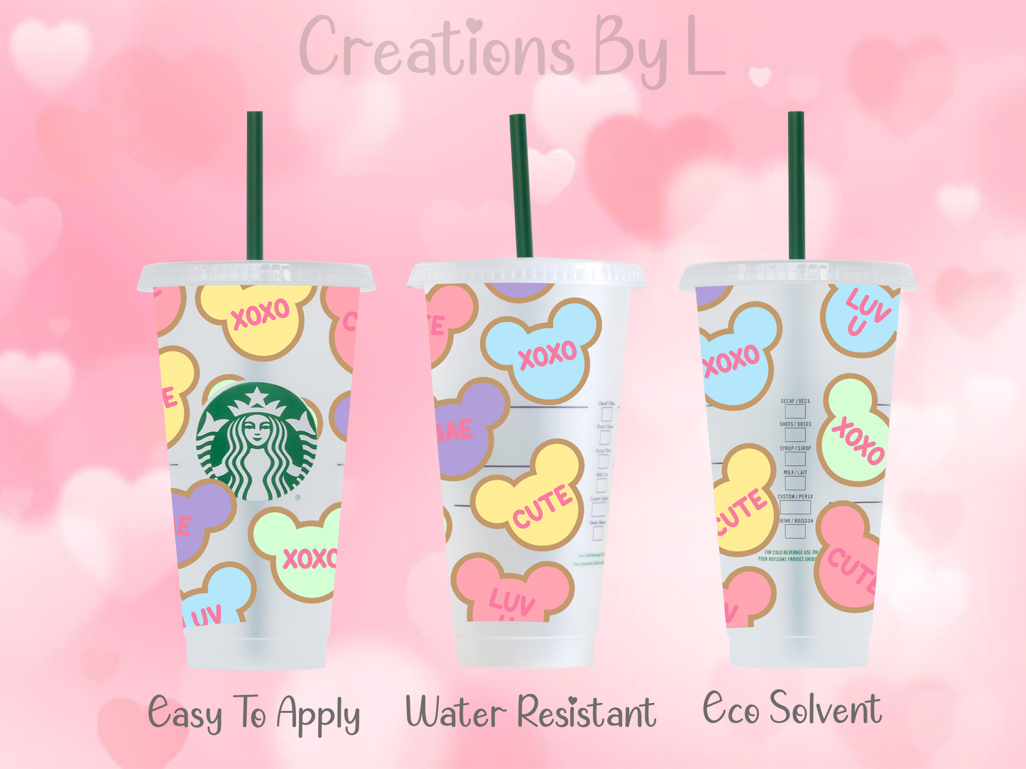 Mouse Conversation Hearts Cold Cup Wrap