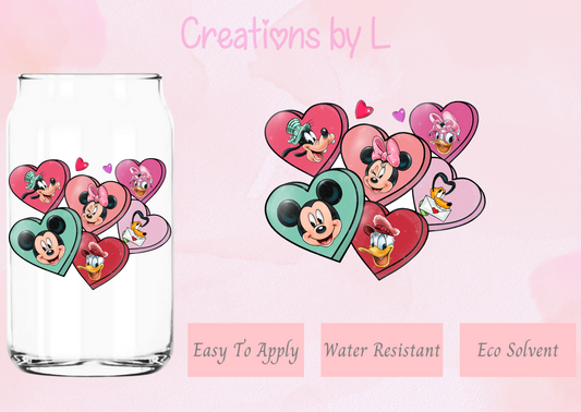 Mouse & Friends Valentines Hearts Decal