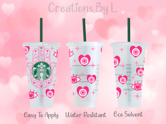 Pink Evil Eye Cold Cup Wrap