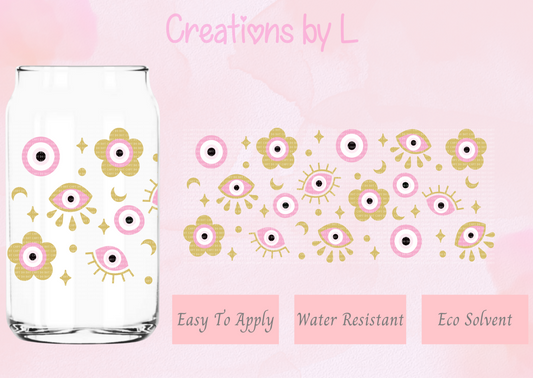 Pink Evil Eye Glass Wrap