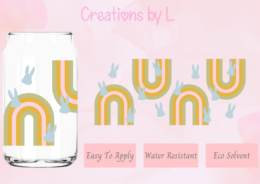 Rainbow Bunny Glass Wrap