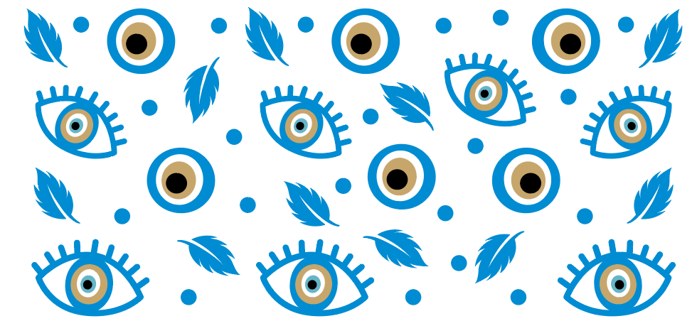 Evil Eye & Feathers Glass Wrap