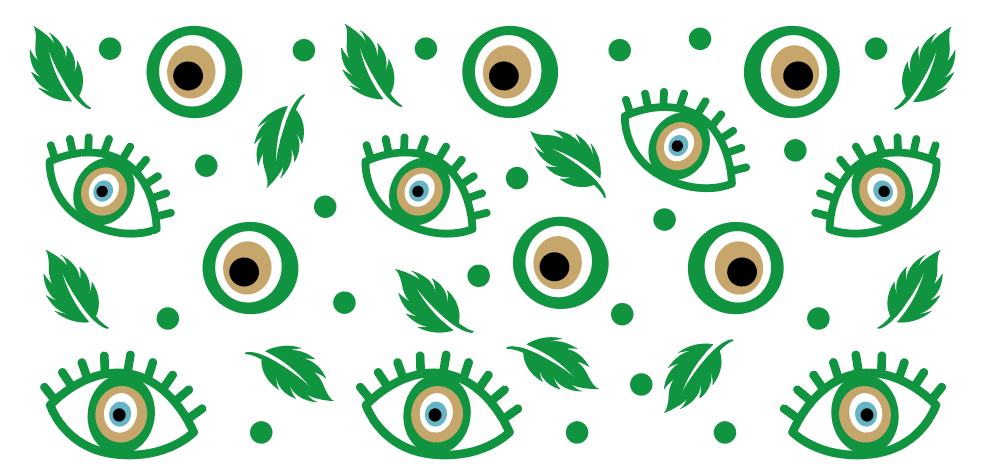 Evil Eye & Feathers Glass Wrap