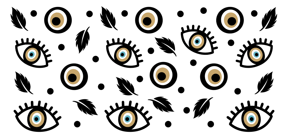 Evil Eye & Feathers Glass Wrap