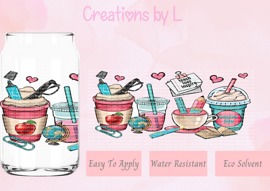 Teacher Fuel Coffee Glass Wrap