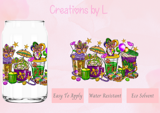 Mardi Gras Coffee Glass Wrap